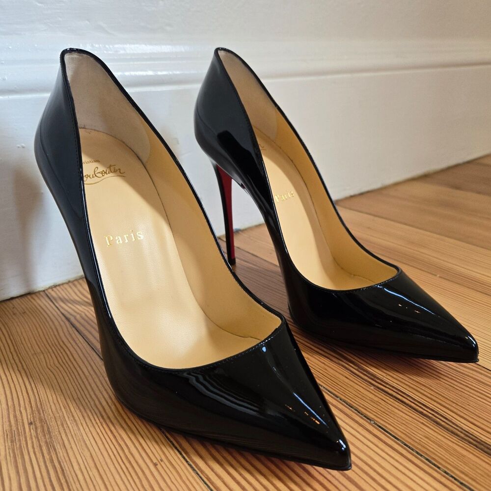 NIB Christian Louboutin Black Patent Pigalle Follies 100 Pumps 39.5 Red Bottoms